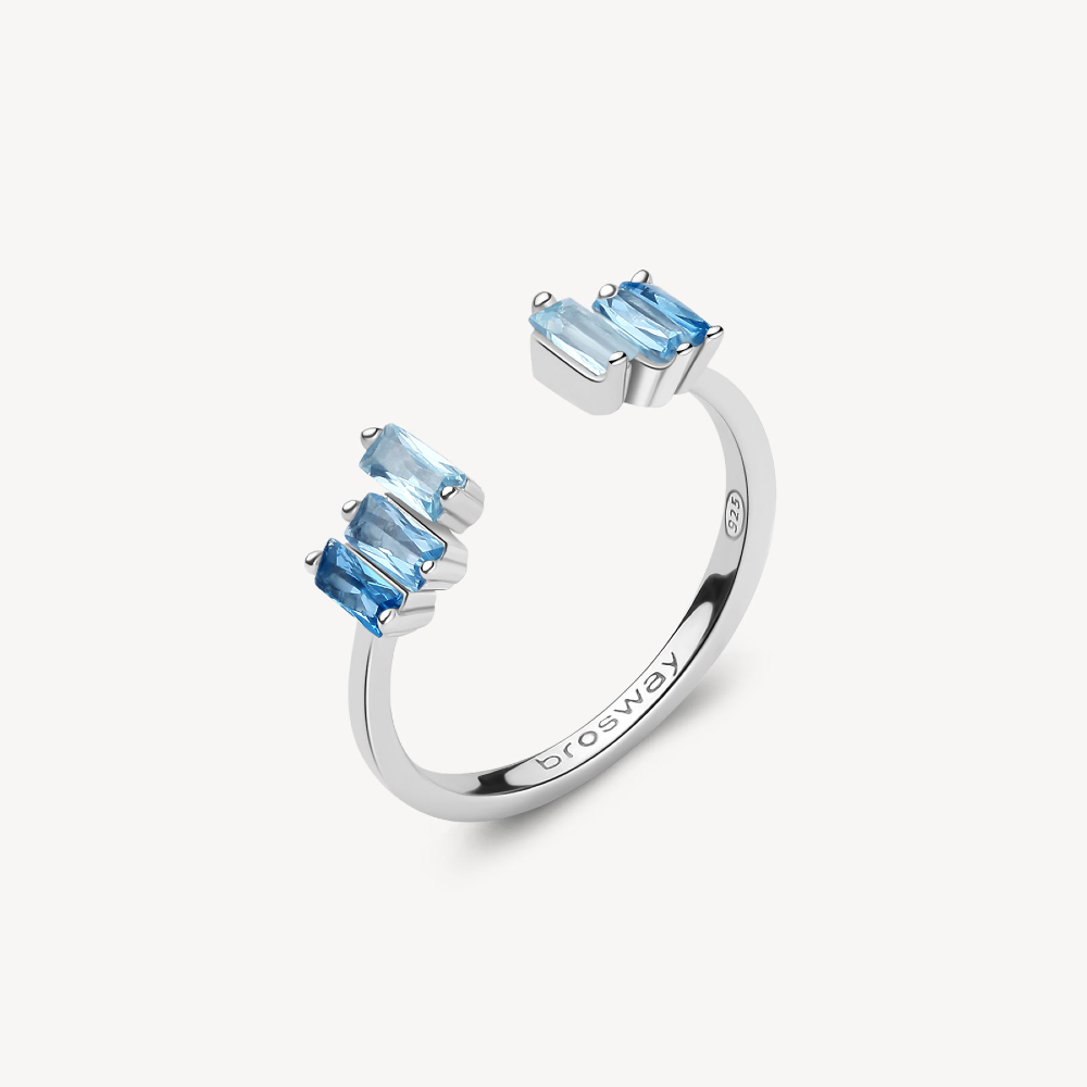Brosway Anello Fancy Baguette Light Blu