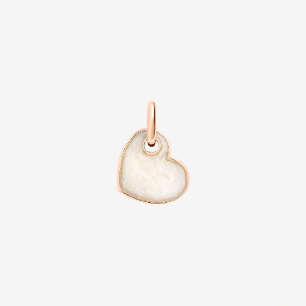 DoDo - Ciondolo Cuore Oro Rosa Smalto Bianco