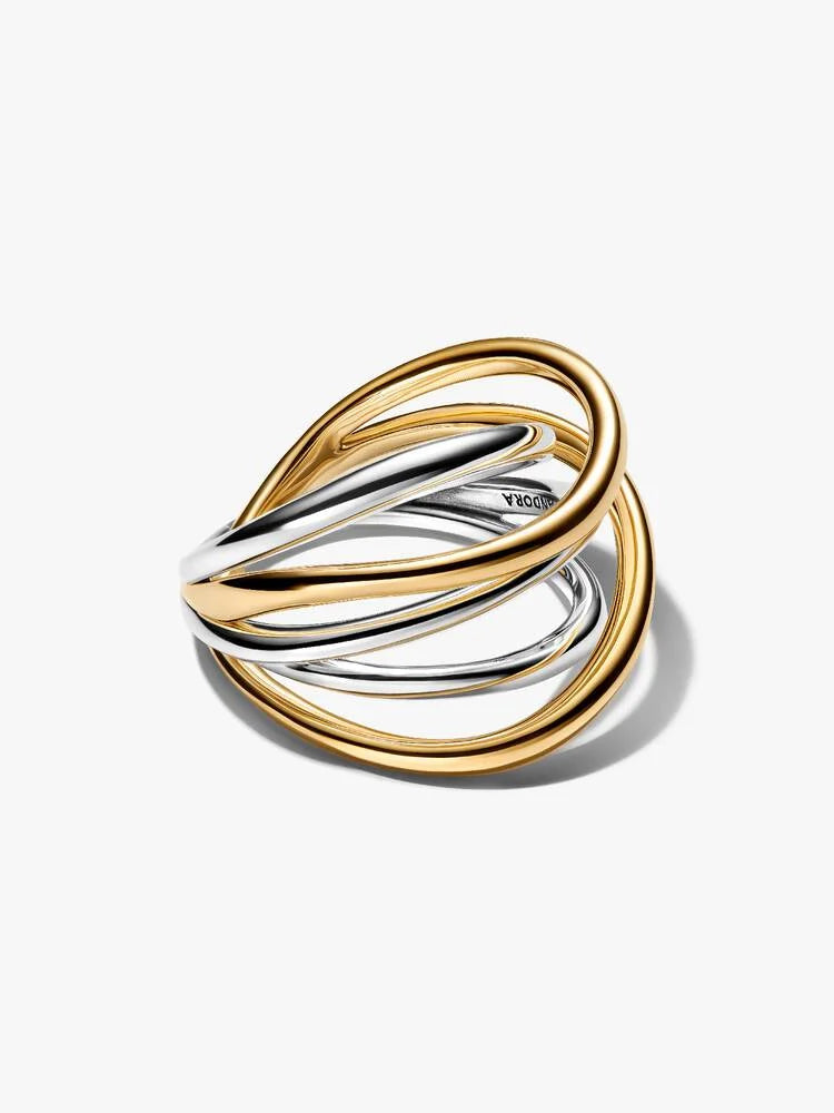 Pandora Anello Linee Intrecciate Bicolore