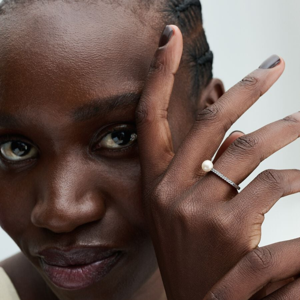 Pandora Anello Perla d’Acqua Dolce Coltivata e Pavè