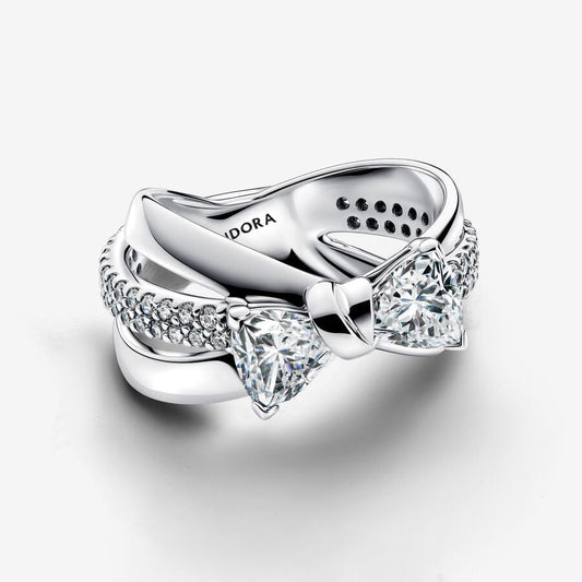 Pandora Anello Fascia Intrecciata con Fiocco Luminoso