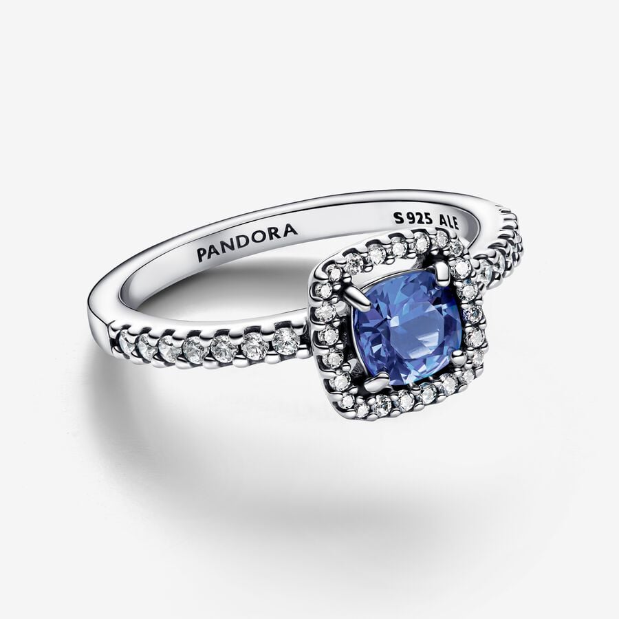 Pandora Anello Punto Luce Quadrato Blu