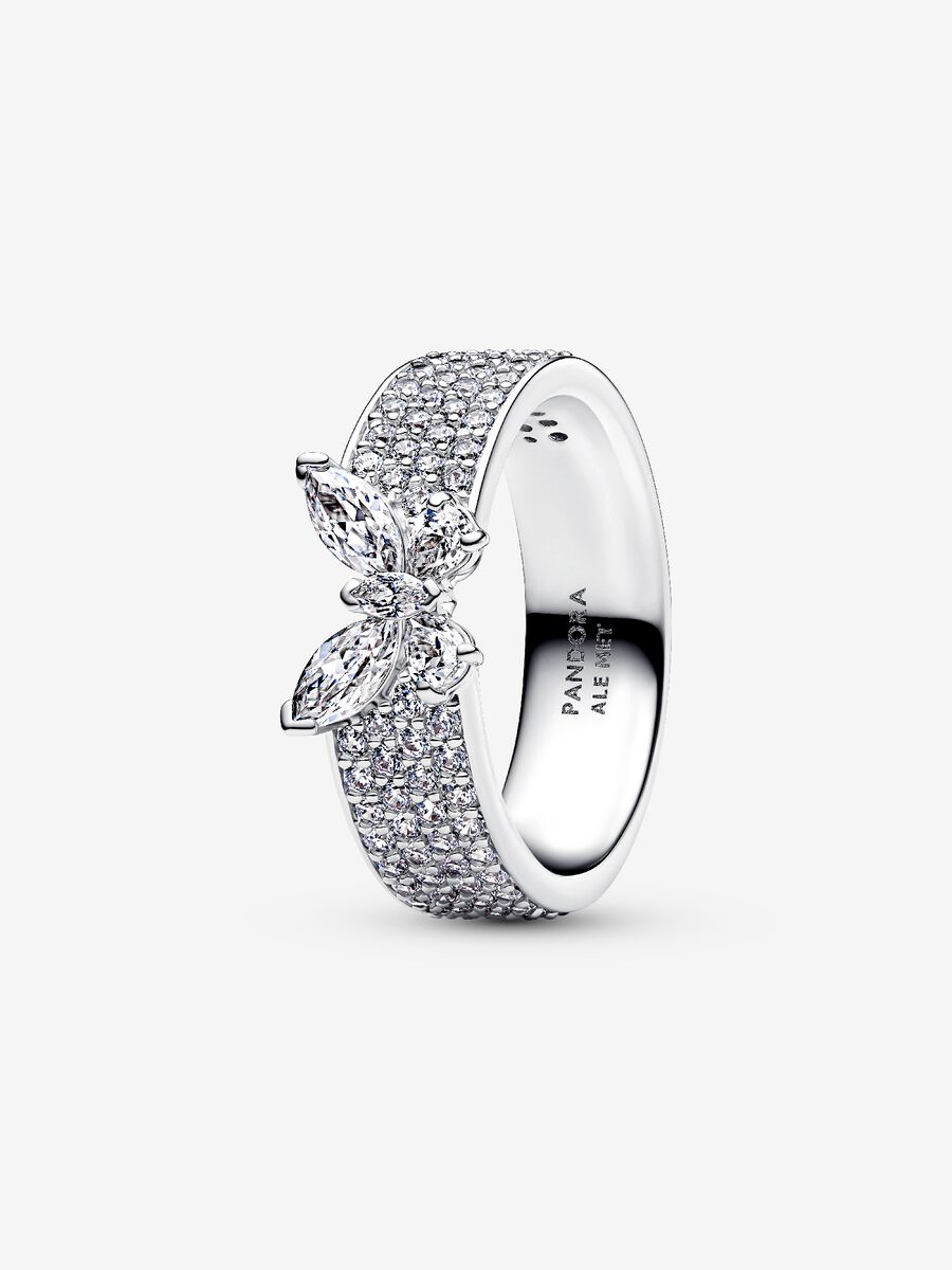 Pandora Anello Fascia Pavè con Farfalla Luminosa