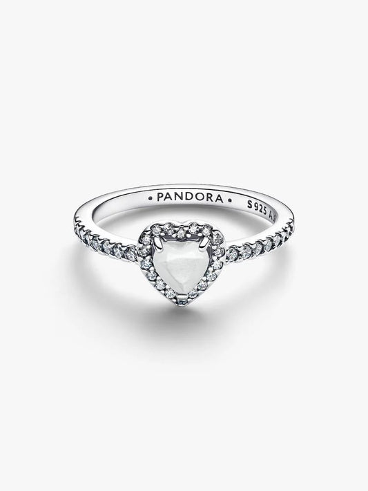 Pandora Anello Cuore in Rilievo Bianco