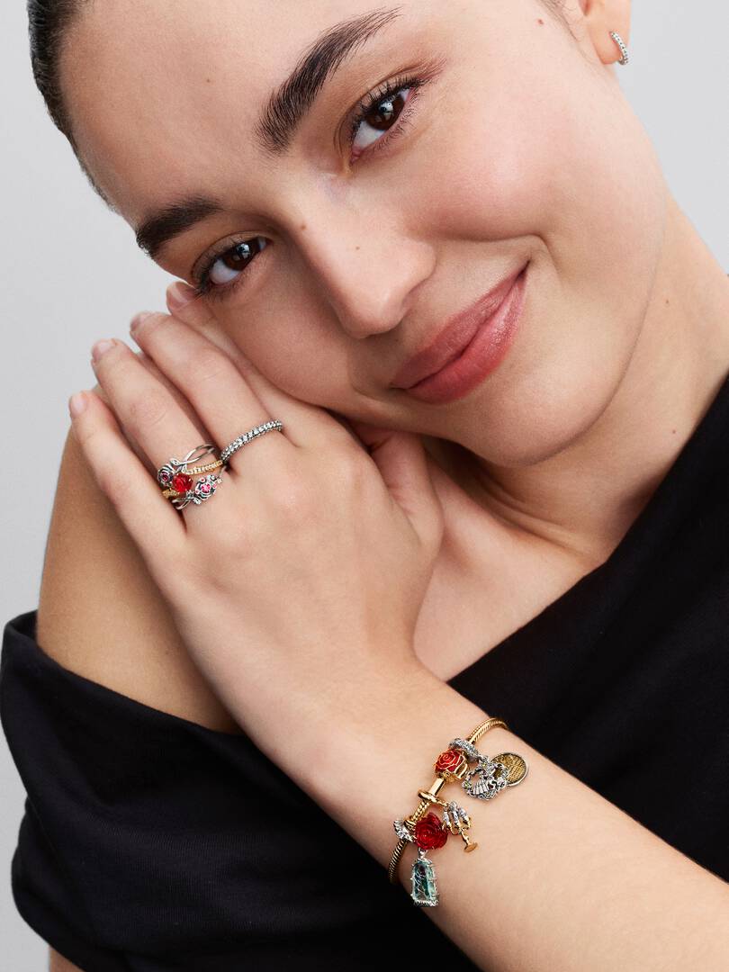 Pandora Anello Principesse Disney, Belle, Rosa Incantata