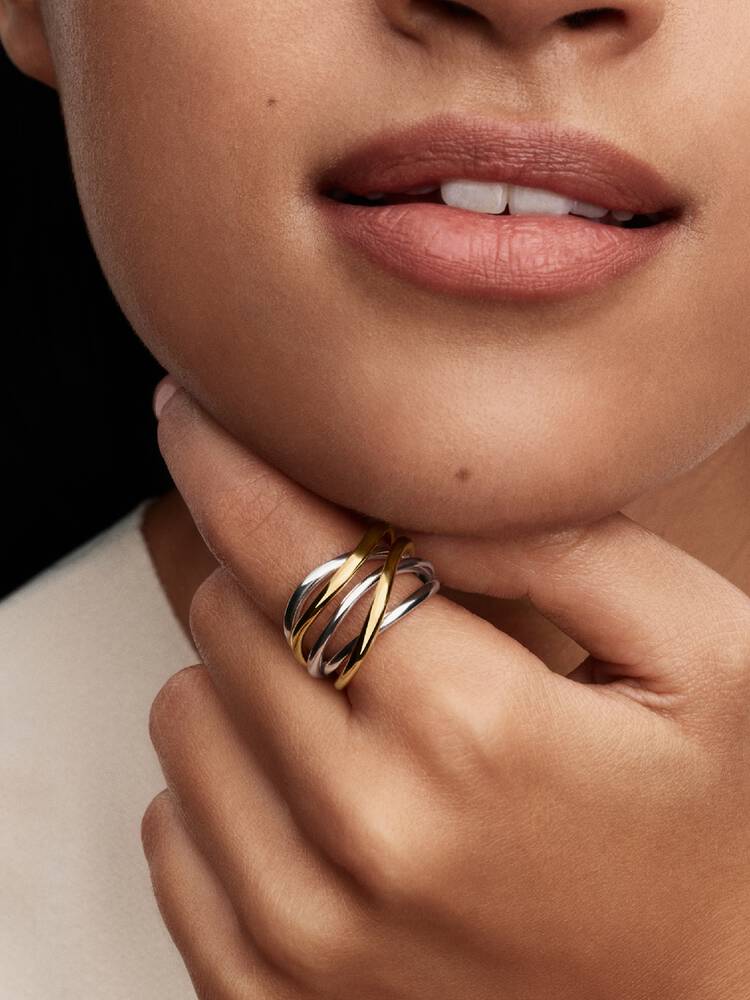Pandora Anello Linee Intrecciate Bicolore