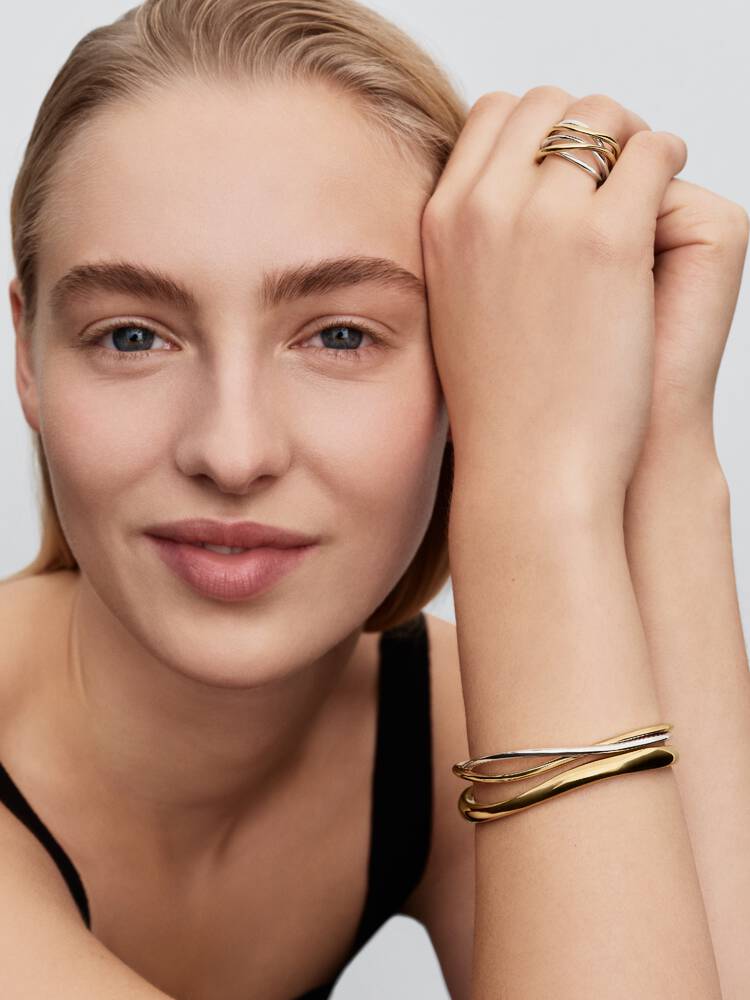 Pandora Anello Linee Intrecciate Bicolore