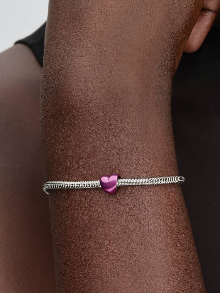 Pandora Mini Charm Cuore effetto metallico rosa