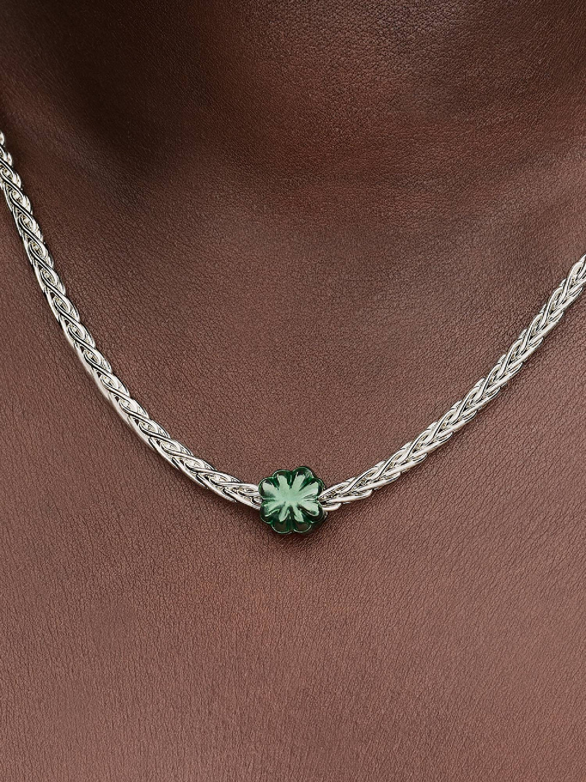 Pandora Mini Charm Quadrifoglio effetto metallico verde