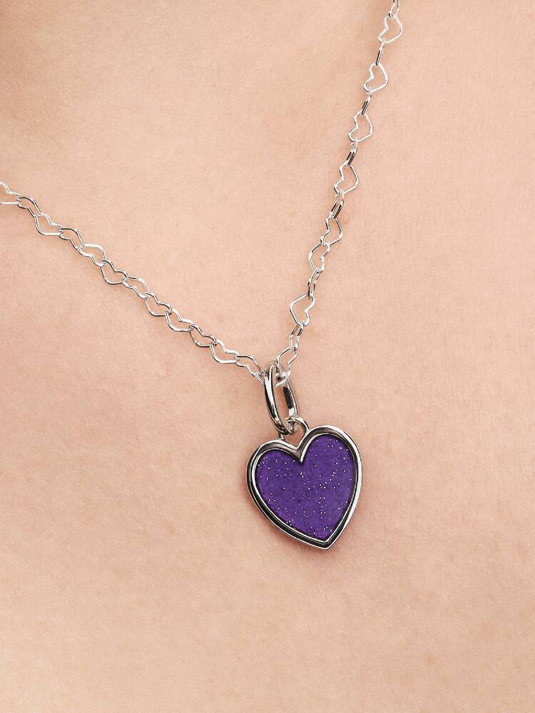 Pandora Charm Pendente Cuore Viola da incidere con finitura in platino