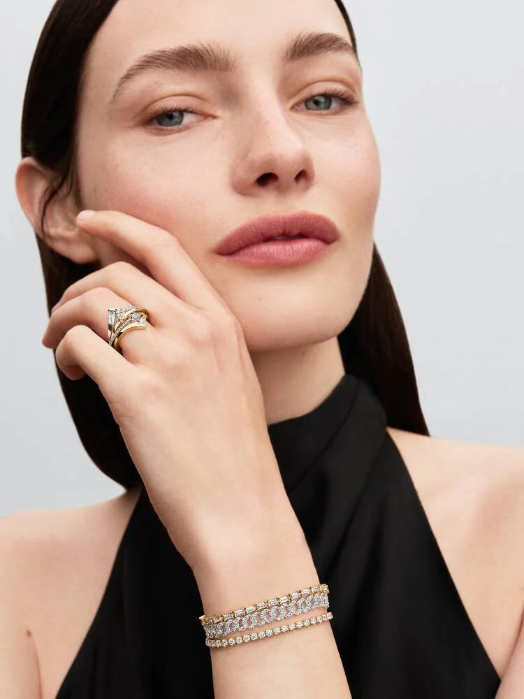 Pandora Anello Intrecciato Stelle Luminose Bicolore