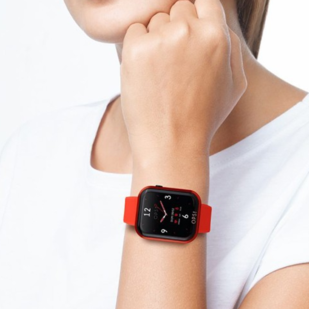 OPSOBJECTS Orologio Smartwatch Call Cinturino In Silicone Nero e Rosso