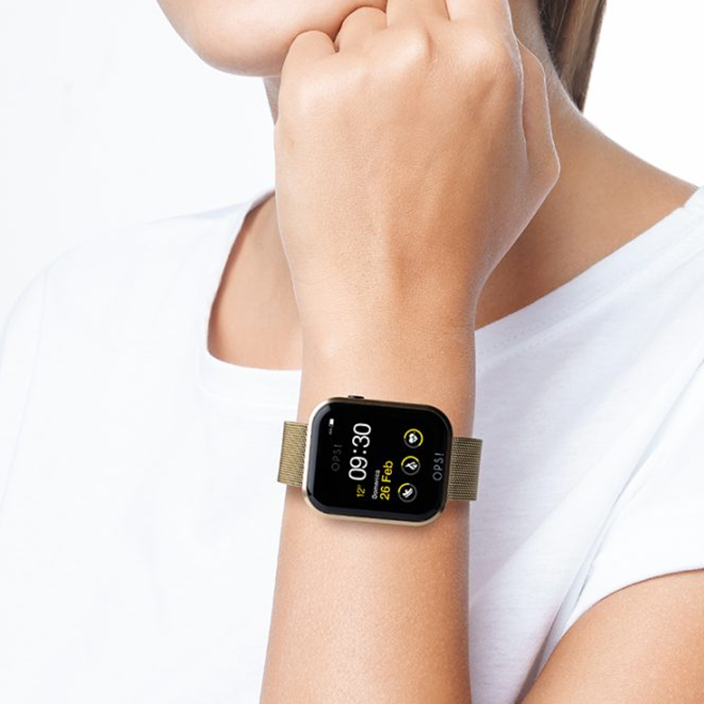OPSOBJECTS Orologio Smartwatch Call con cinturino maglia Milano Oro