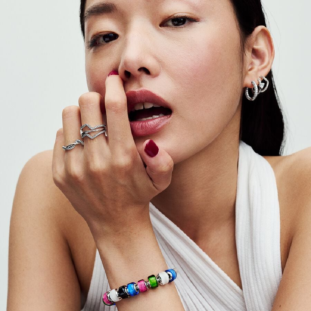 Pandora Charm Mini Vetro di Murano Bianco