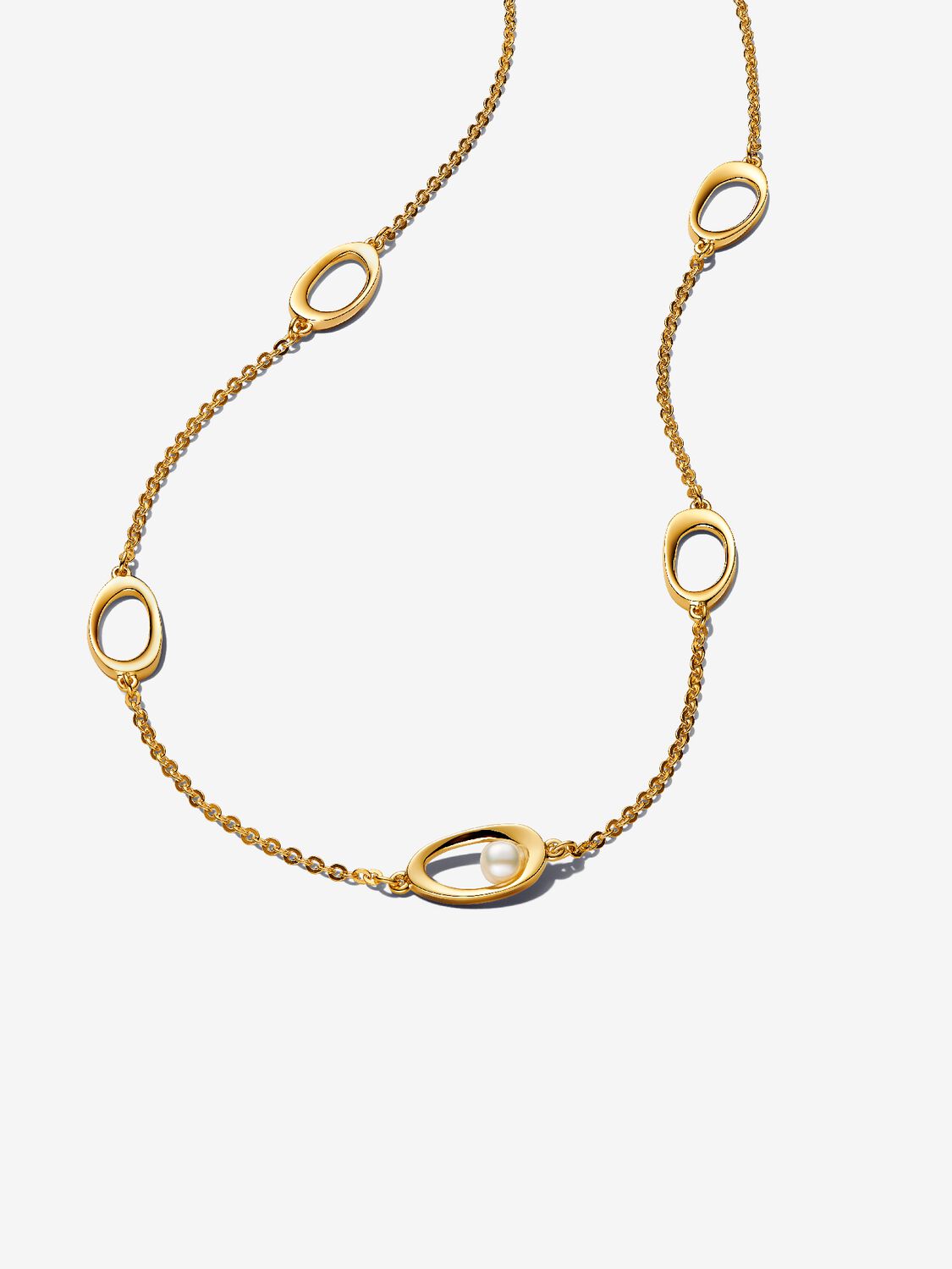 Pandora Collana Ovali Linea Sinuosa e Perla D'Acqua Dolce Coltivata