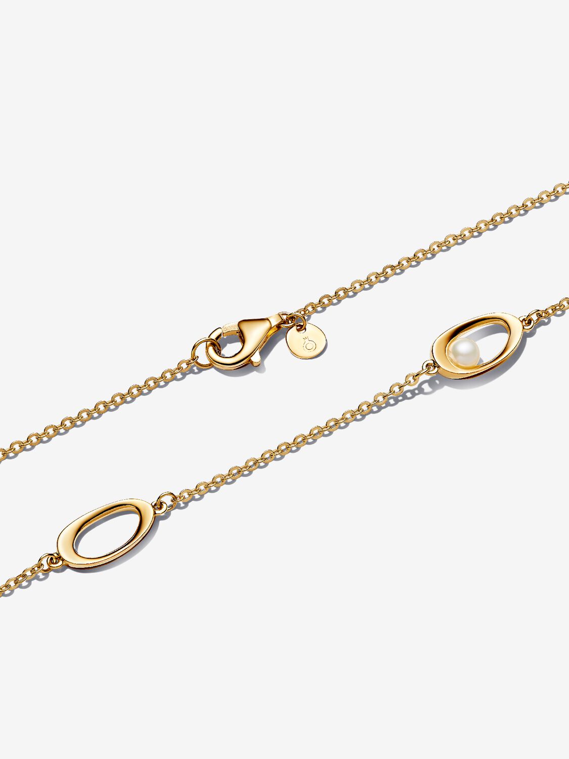 Pandora Collana Ovali Linea Sinuosa e Perla D'Acqua Dolce Coltivata