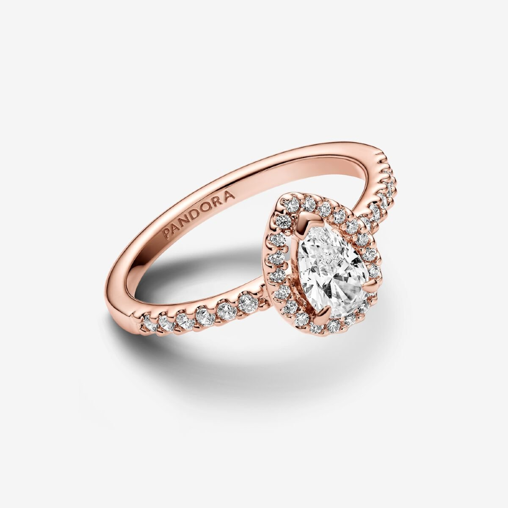 Pandora Anello Punto Luce Goccia Piccola Oro Rosa