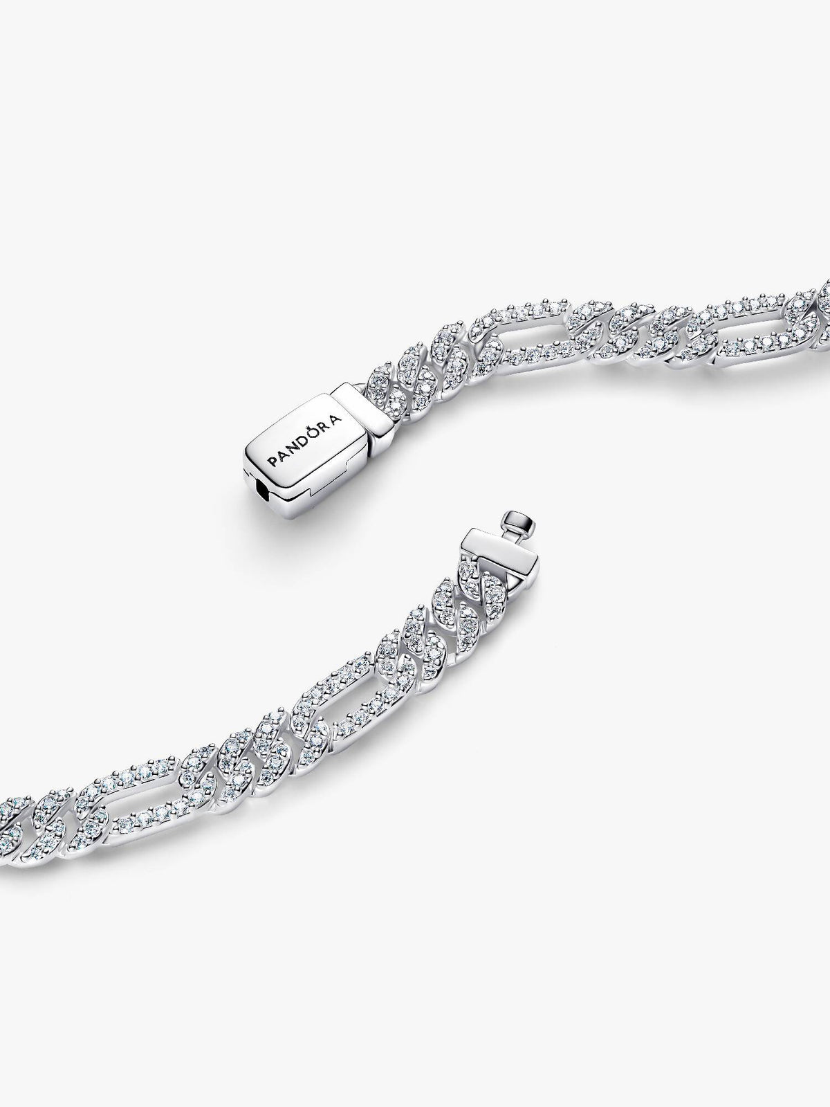 Pandora Bracciale Catena Maglia Cubana Pavè con Ovali
