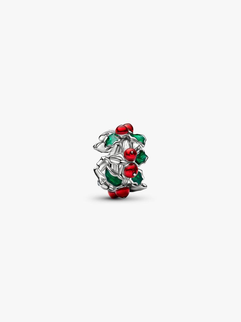 Pandora Charm Agrifoglio di Natale con finitura in platino