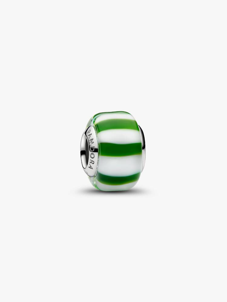 Pandora Charm Mini Vetro di Murano Caramella Verde con finitura in platino