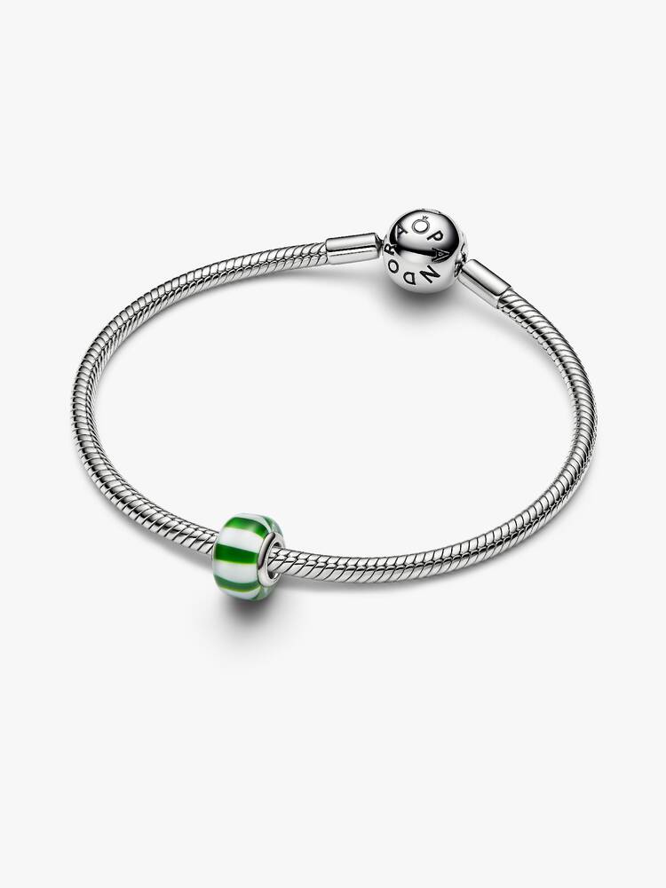 Pandora Charm Mini Vetro di Murano Caramella Verde con finitura in platino