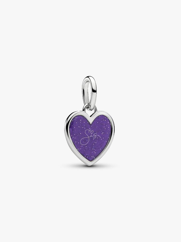 Pandora Charm Pendente Cuore Viola da incidere con finitura in platino