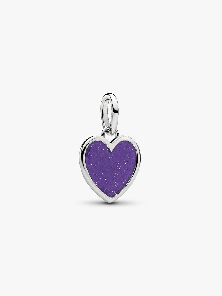 Pandora Charm Pendente Cuore Viola da incidere con finitura in platino