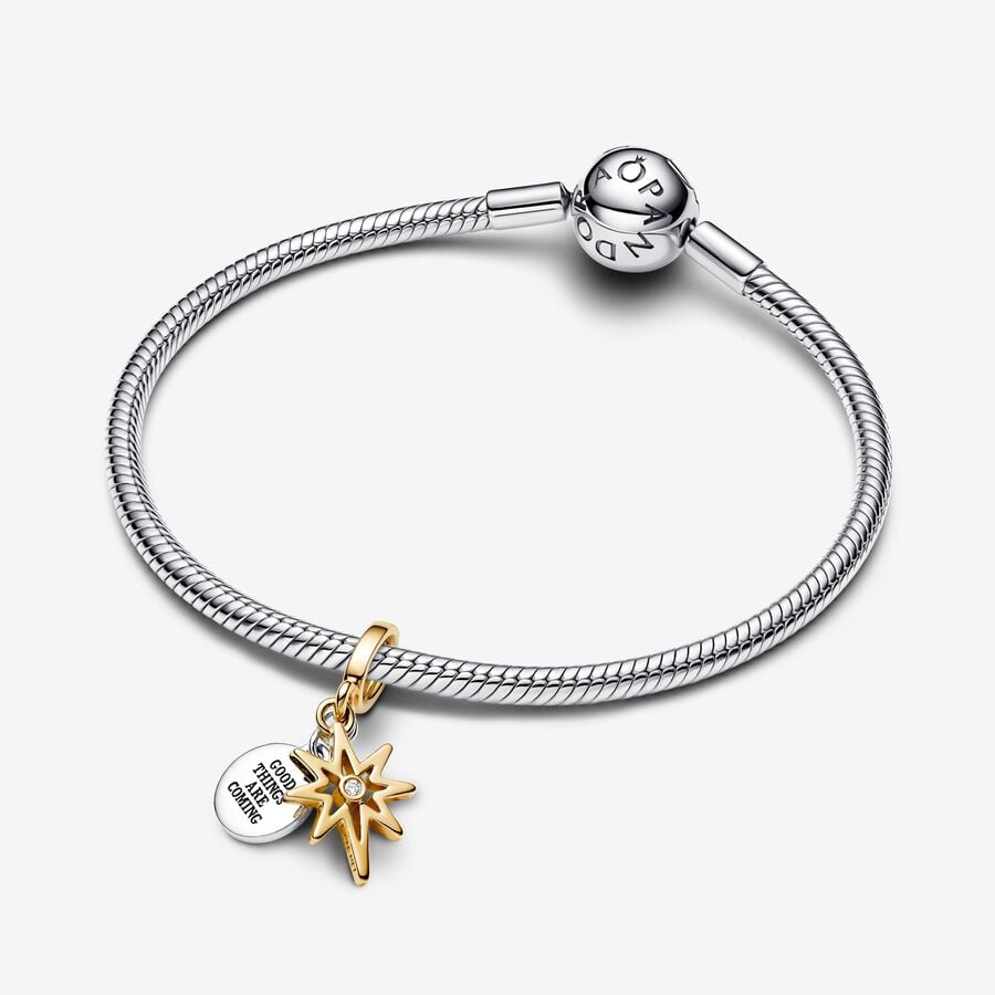 Pandora Charm Pendente Stella Polare da incidere con diamante creato in laboratorio