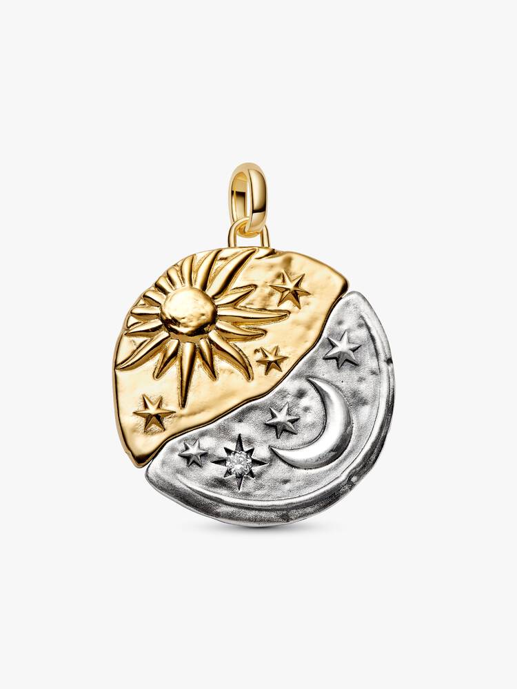 Pandora Charm Medallion XL Sole e Luna "Per Aspera Ad Astra"