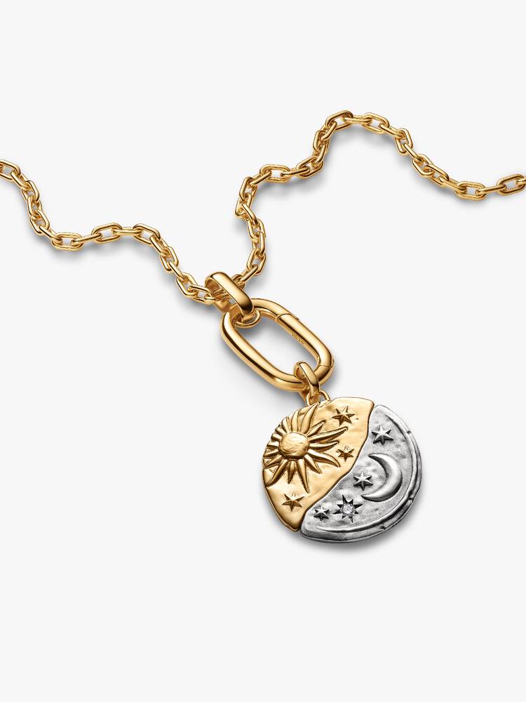 Pandora Charm Medallion XL Sole e Luna "Per Aspera Ad Astra"