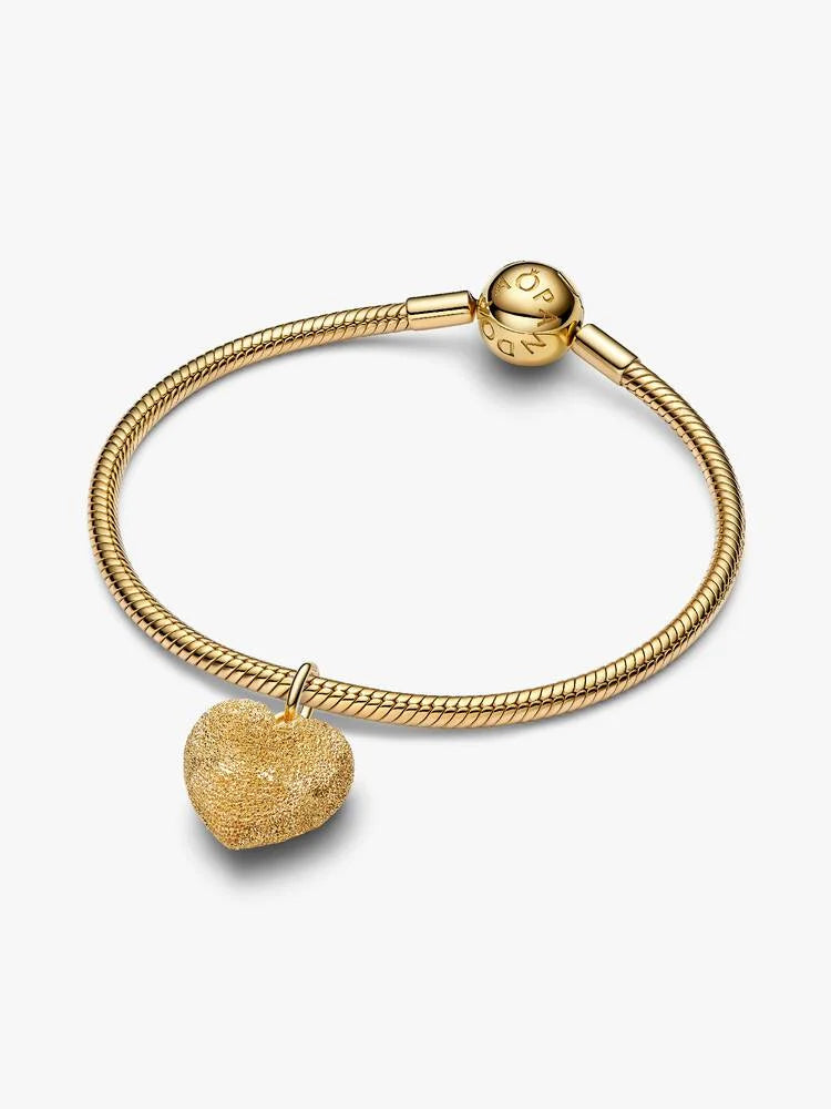 Pandora Charm Pendente Cuore Puffy effetto diamantato
