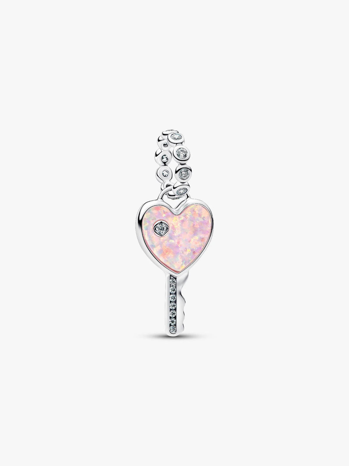 Pandora Charm Pendente Chiave a Cuore Opale Rosa