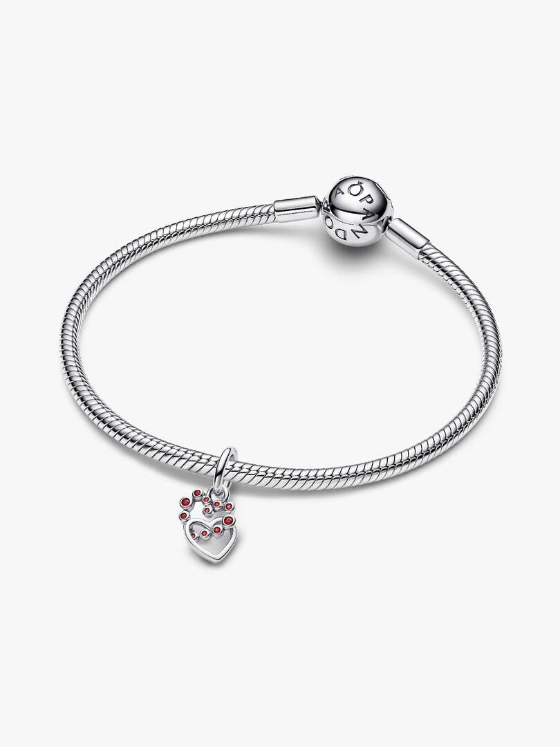 Pandora Charm Pendente Cuori Intrecciati con Cristalli Rossi