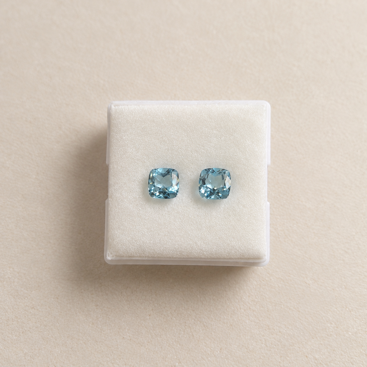 Acquamarina – Coppia taglio cuscino – 3,55 ct