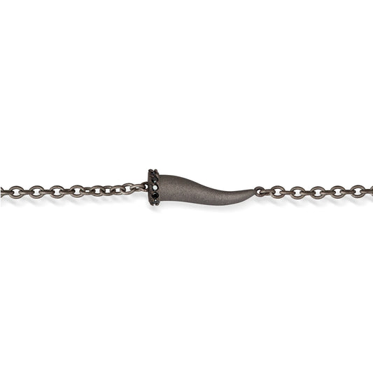 MANO-J - BRACCIALE CHARMS CON CORNETTO IN TITANIO, 5 BLACK E CATENA