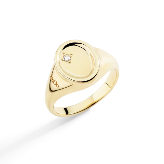 DoDo - Anello Sigillo oro giallo e diamante bianco