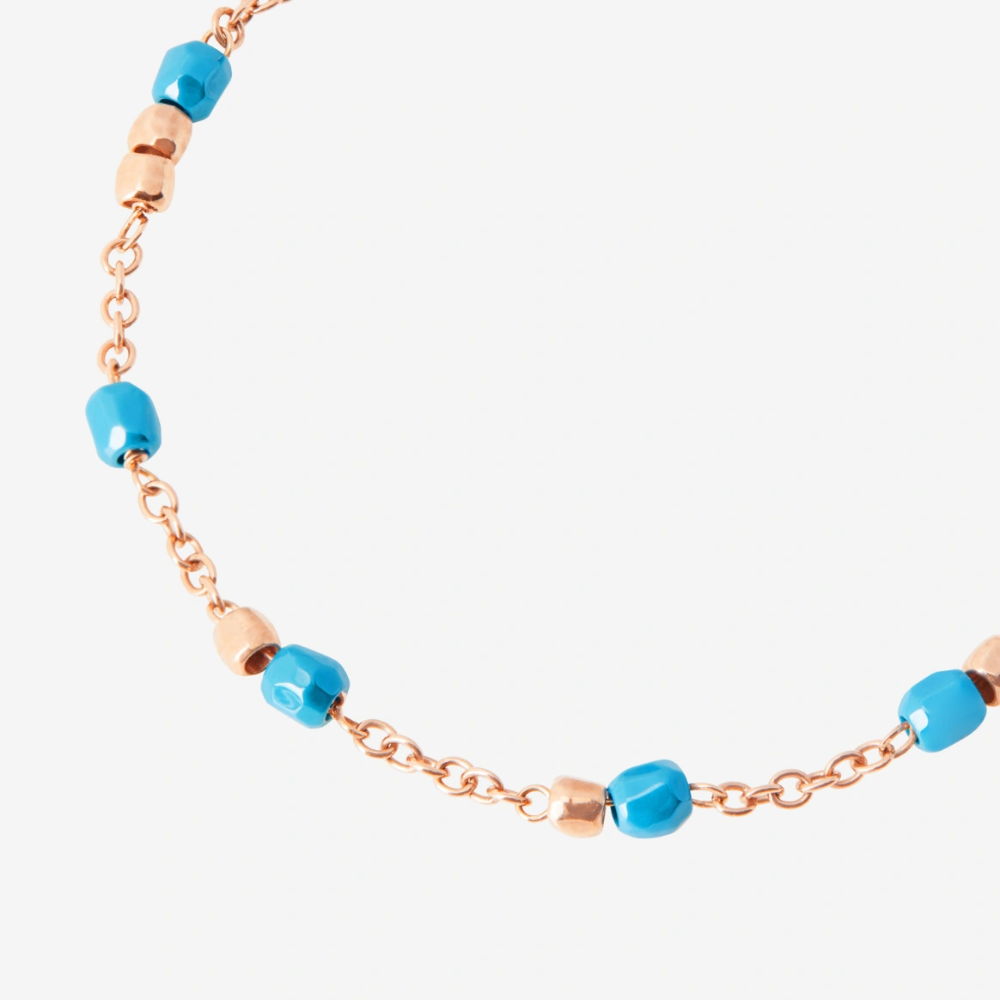 DoDo - Bracciale Mini Granelli Oro Rosa 9K e Ceramica Turchese