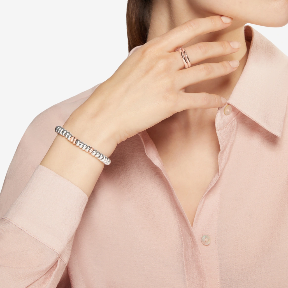 DoDo - Bracciale Rondelle Bold Oro Rosa 9K e Argento