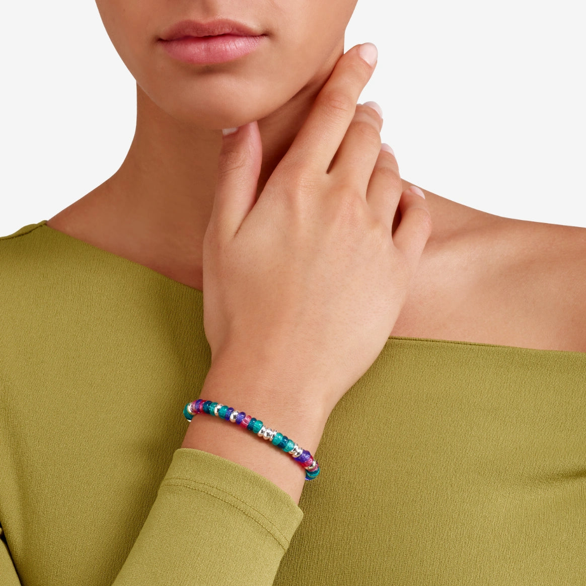 DoDo - Bracciale rondelle argento & plastica riciclata