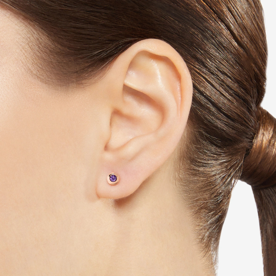 DoDo - Orecchino stud bollicine oro rosa & ametista