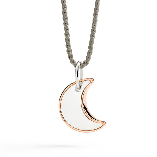 DoDo - Ciondolo XL Luna argento & oro rosa