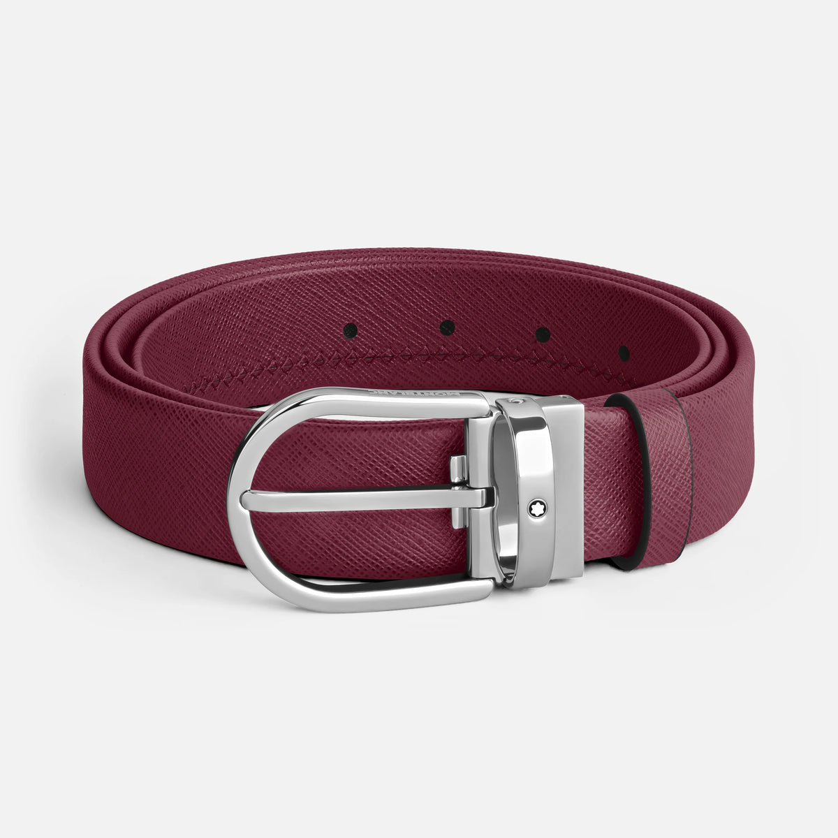 Montblanc - Cinture da 35 mm in pelle cassis con fibbia a ferro di cavallo