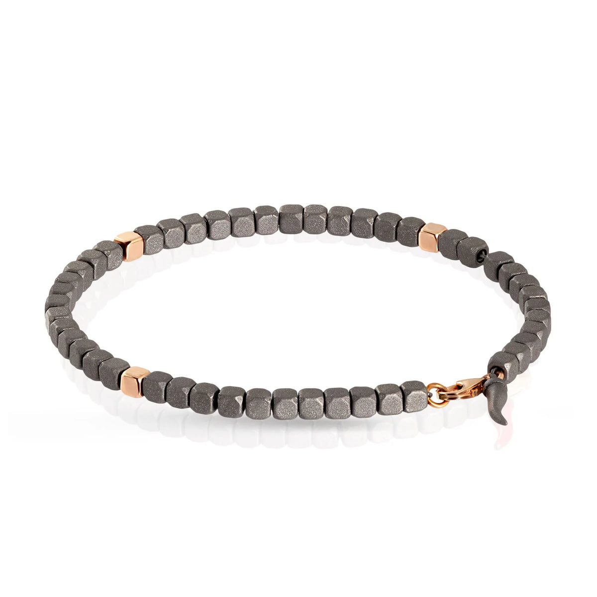 MANO-J - BRACCIALE UOMO CON CUBI IN TITANIO E IN ORO ROSSO 9KT