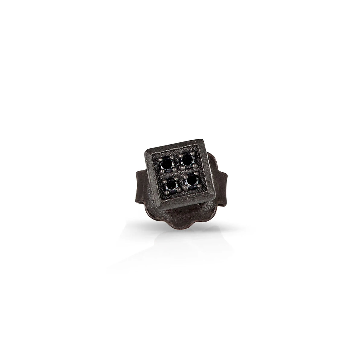 MANO-J - MONO ORECCHINO UOMO QUADRETTO PICCOLO TITANIO E 4 DIAMANTI BLACK