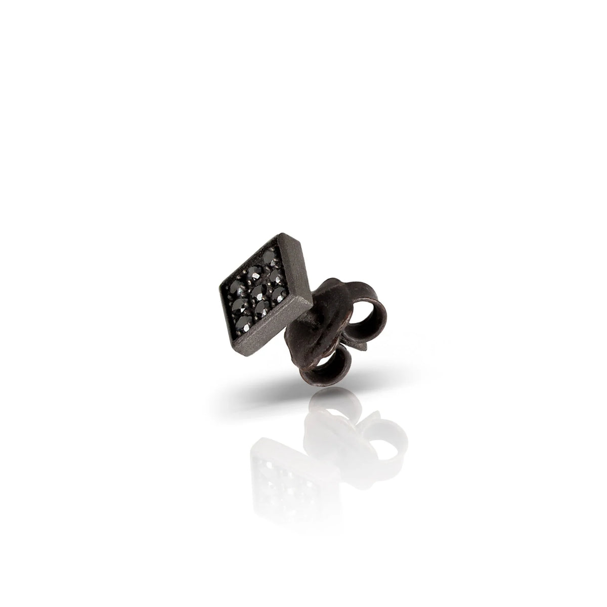 MANO-J - MONO ORECCHINO UOMO QUADRETTO GRANDE TITANIO E 9 DIAMANTI BLACK