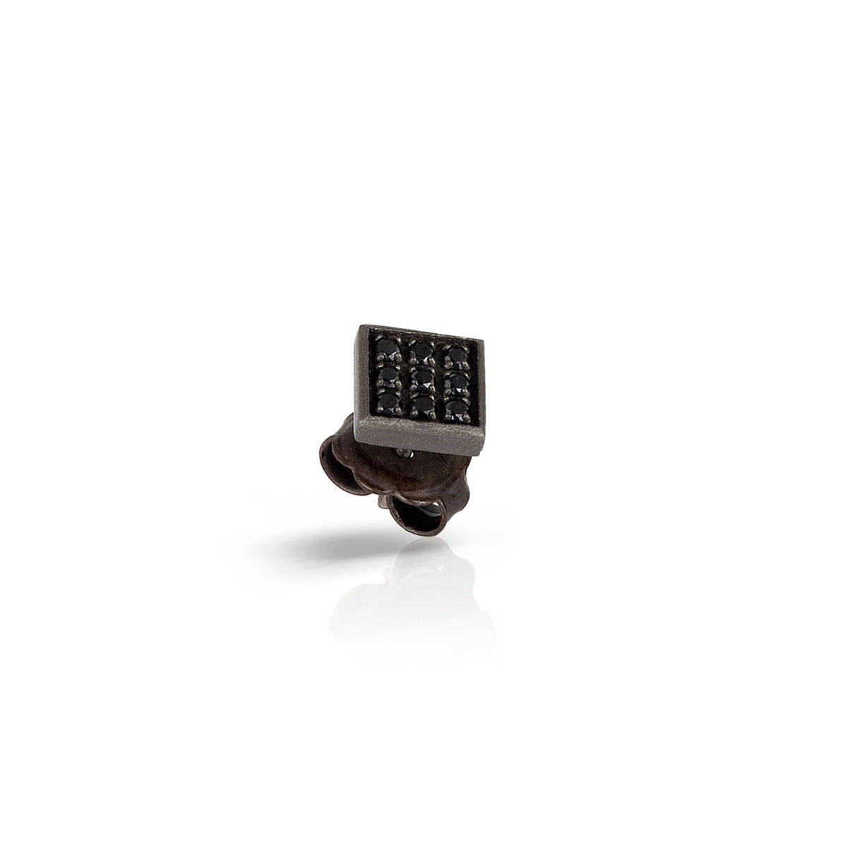 MANO-J - MONO ORECCHINO UOMO QUADRETTO GRANDE TITANIO E 9 DIAMANTI BLACK