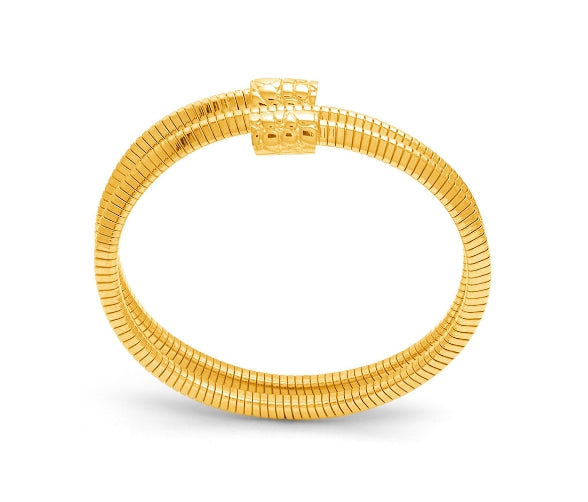 Giovanni Raspini bracciale tubogas croco doppio piccolo dorato