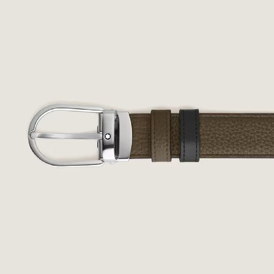 Montblanc - Cintura Reversibile Horseshoe 30 mm in Pelle con Grana