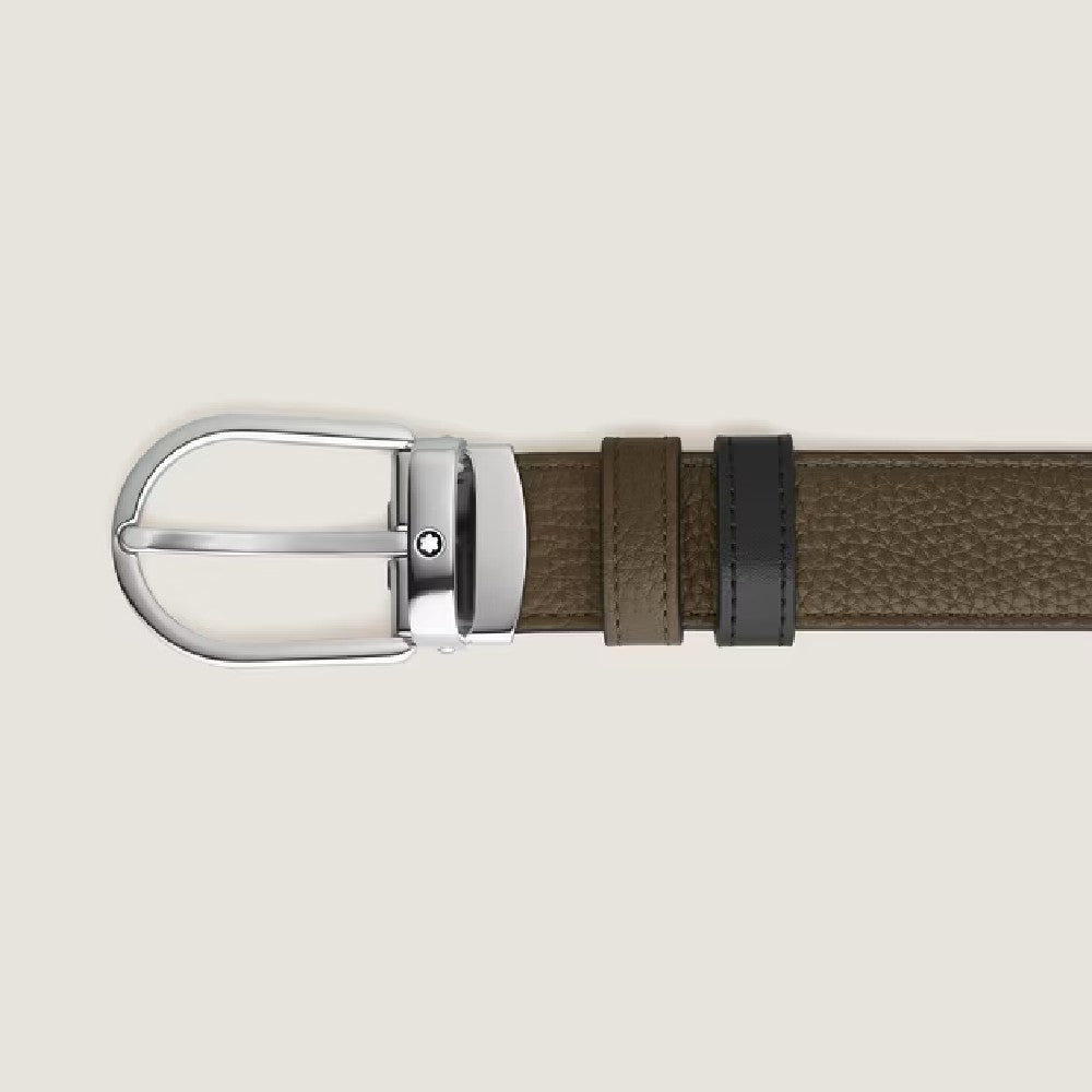 Montblanc - Cintura Reversibile Horseshoe 30 mm in Pelle con Grana