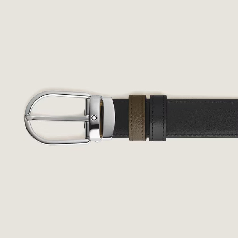 Montblanc - Cintura Reversibile Horseshoe 30 mm in Pelle con Grana